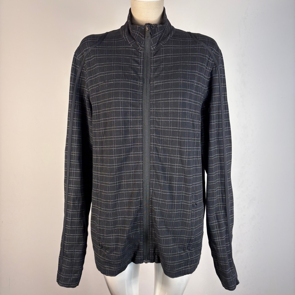 Men's Lululemon Windowpane Track Jacket Full Zip Athleisure Black Grid M
